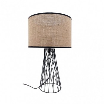 Distribuidor - Lâmpadas Diversas | Sobre Mesas Decoração | SOBREMESA GORAN 1XE27 NEGRO PANT.LINO BEIS 51X32X32 CM Ref: 161371039